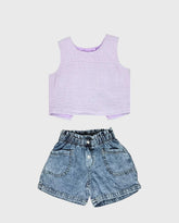 Conjunto Short Denim Plumeti